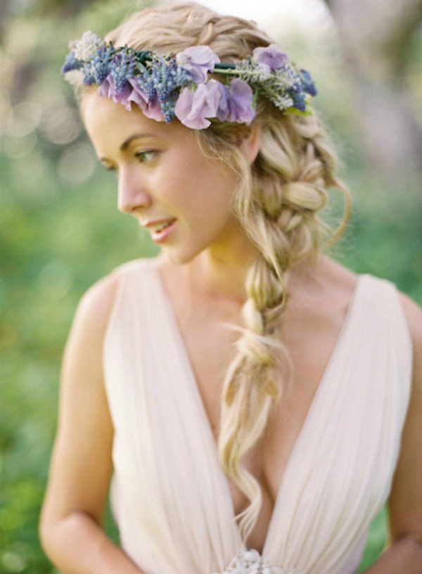 coroncina di fiori sposa con treccia